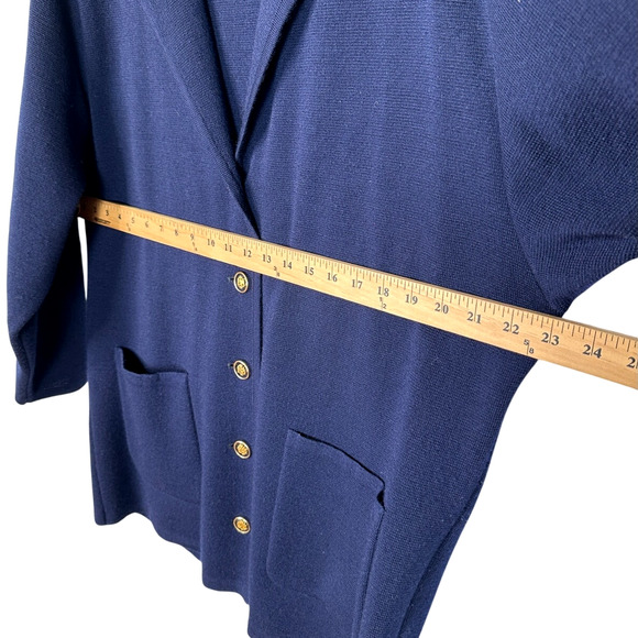 Neiman Marcus 16 Cerruti $550 Alpinit Long Cardigan Sweater Swiss Wool Navy Blue - Picture 5 of 9